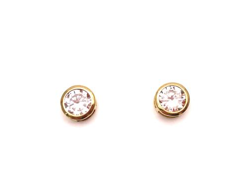 18ct Yellow Gold CZ Stud Earrings