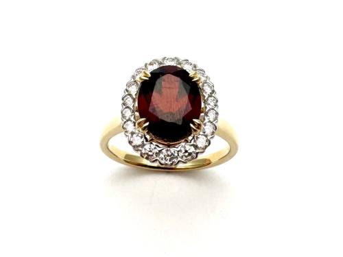 9ct Garnet & Diamond Cluster Ring 0.50ct