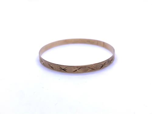 9ct Yellow Gold Patterned Bangle