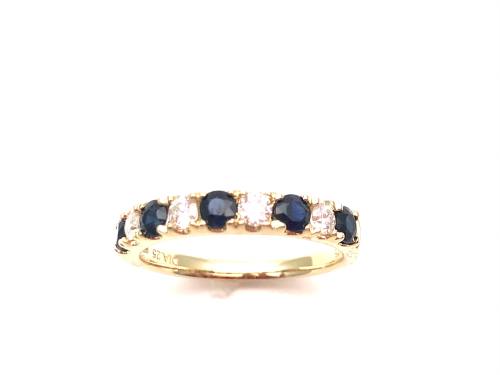 9ct Sapphire & Diamond Eternity Ring 0.25ct