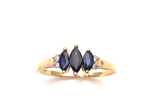 9ct Yellow Gold Sapphire & Diamond Ring