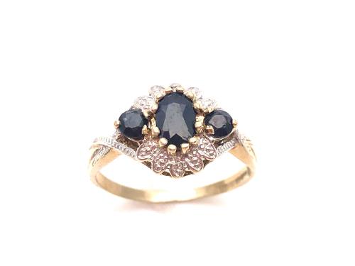 9ct Yellow Gold Sapphire & Diamond Ring