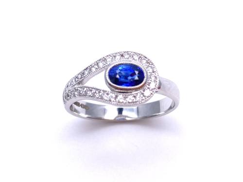18ct White Gold Sapphire & Diamond Ring