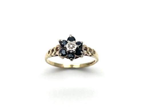 9ct Sapphire & Diamond Cluster Ring