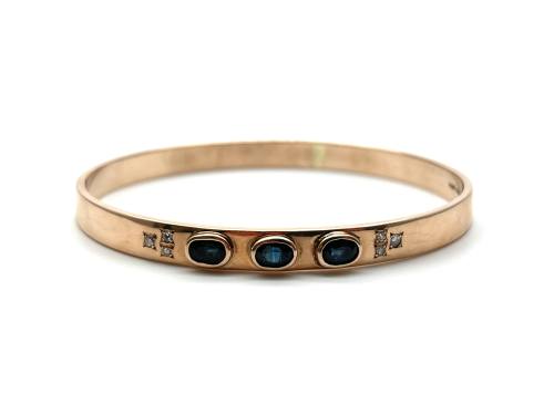 9ct Rose Gold Sapphire & Diamond Bangle