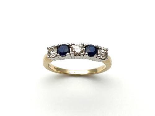 9ct Yellow Gold Sapphire and Diamond Ring