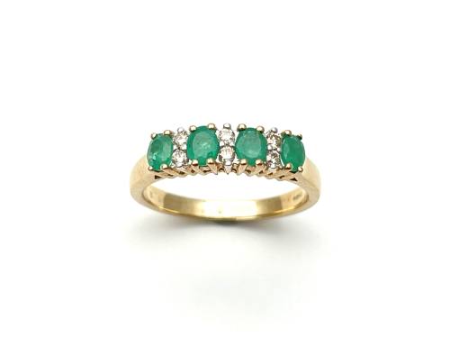 9ct Emerald and Diamond Eternity Ring 0.11ct