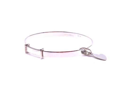 Silver Baby Expandable Bangle Heart Charm