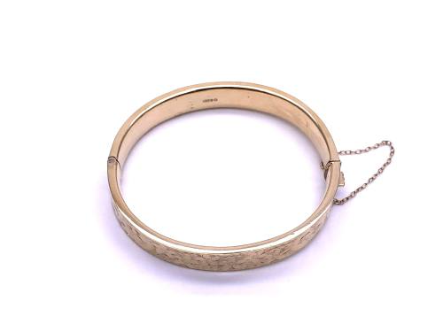 9ct Yellow Gold Patterned Bangle