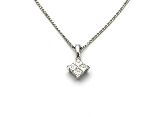 18ct White Gold Diamond Pendant & Chain