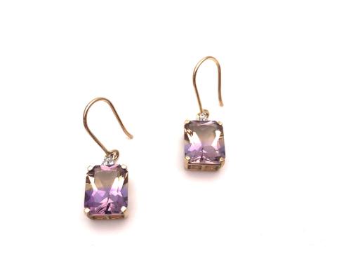 9ct Ametrine & Zircon Drop Earrings