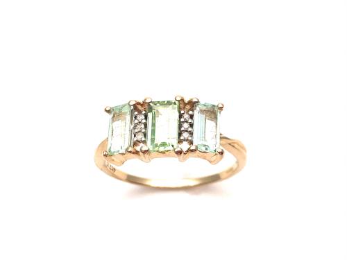 9ct Green Tourmaline & Diamond Ring