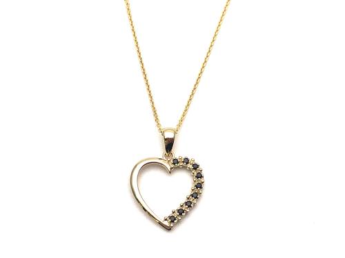 9ct Yellow Gold Sapphire Pendant & Chain