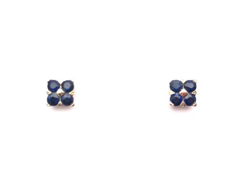 9ct Yellow Gold Sapphire Cluster Stud Earrings
