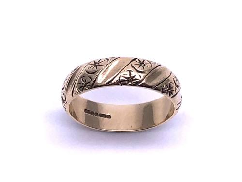 9ct Yellow Gold Patterned Wedding Ring
