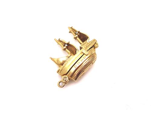 9ct Yellow Gold Galleon Ship Charm