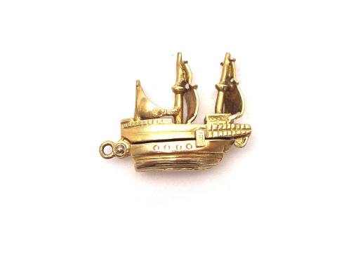9ct Yellow Gold Galleon Ship Charm