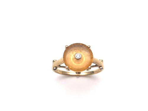 9ct Citrine & Diamond Solitaire Ring