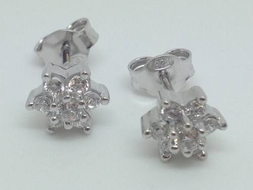 Silver Swarovski Cz Flower Cluster Earrings (0.50C