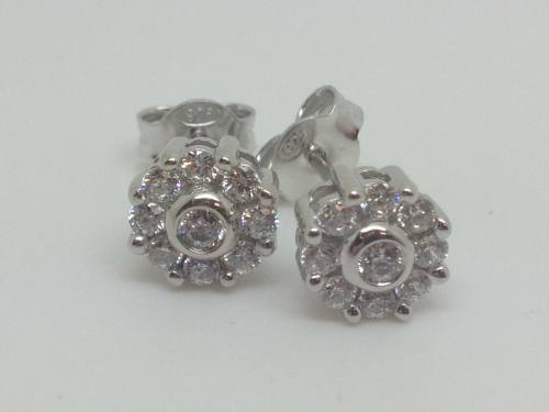 Silver Swarovski Cz Cluster Earrings (0.50ct