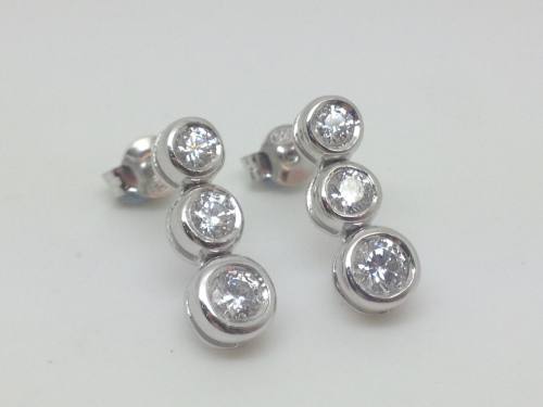 Silver Swarovski Cz Trilogy Earrings (1.10ct)