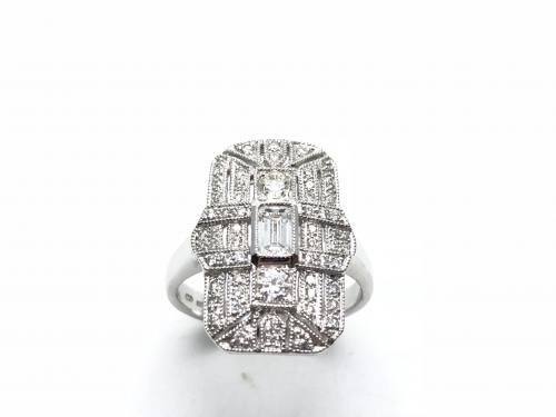 18ct Art Deco Style Diamond Cluster Ring 1.08ct