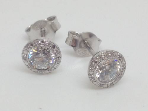 Silver Swarovski Cz Single Stone Earrings (0.80ct)