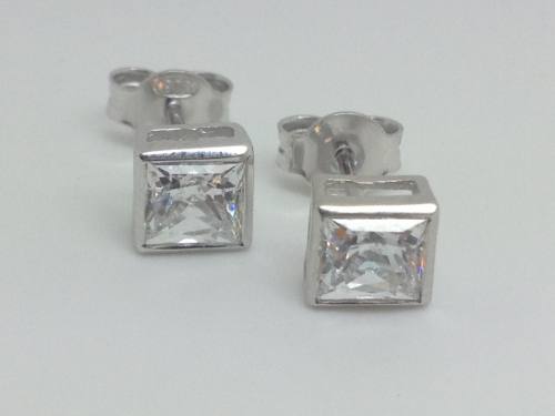 Silver Swarovski Cz Princess Cut Earrings (1.80ct)
