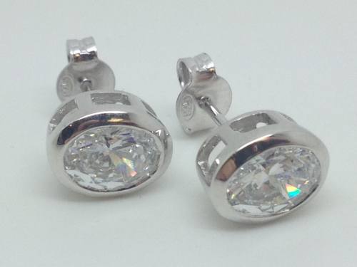Silver Swarovski Cz Oval Earrings (2.50ct)