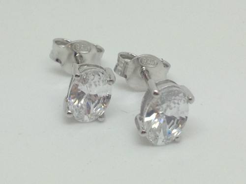 Silver Swarovski Cz Oval Earrings (1.50ct)