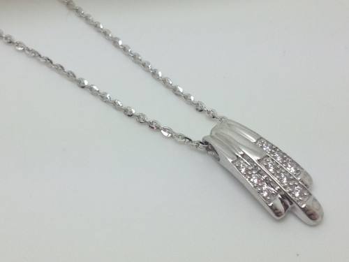 Silver Swarovski Cz Tassle Pendant & Chain (0.15ct