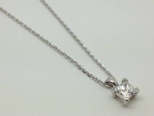 Silver Swarovski Princess Pendant & Chain (0.90ct)