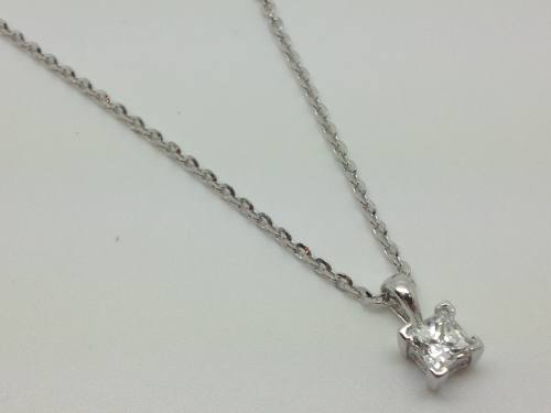 Silver Swarovski Princess Pendant & Chain (0.45ct)
