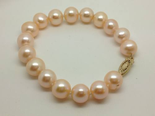 9ct Freshwater Cultured Peach Pearl Bracelet