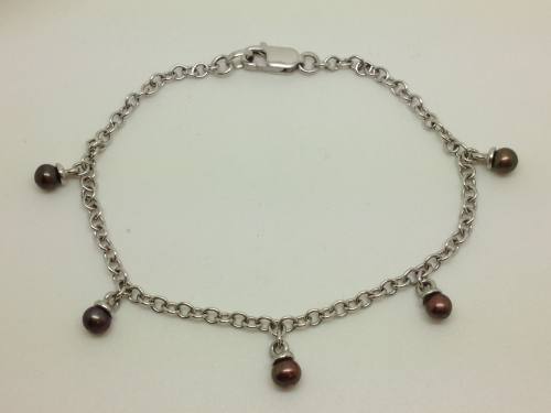 9ct White Gold & Cultured Pearl Bracelet