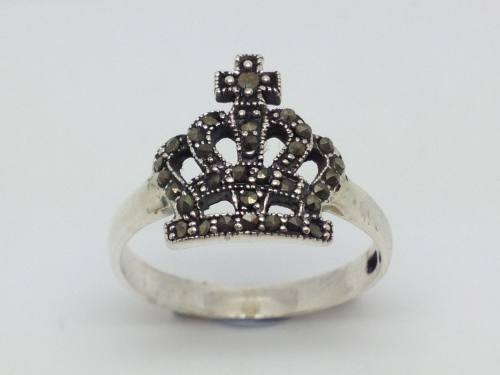 Silver Marcasite Crown Ring