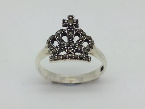 Silver Marcasite Crown Ring