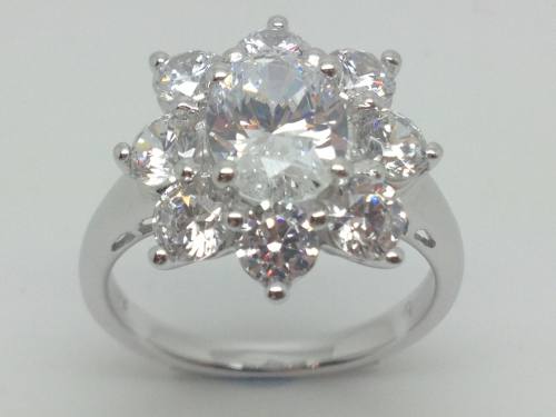 Silver Cz Cluster Ring