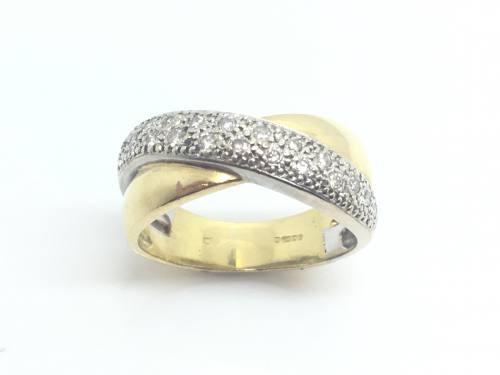18ct Yellow Gold Diamond Crossover Ring