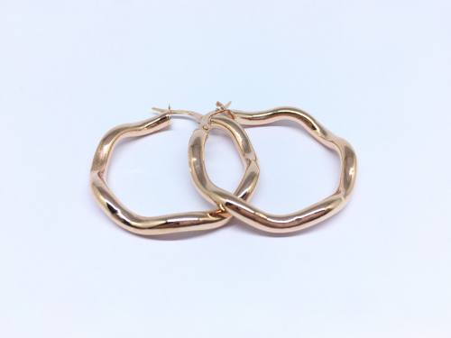 9ct Rose Gold Wave Design Hoop Earrings 25mm