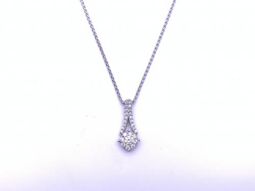 18ct White Gold Diamond Pendant & Chain 0.35ct