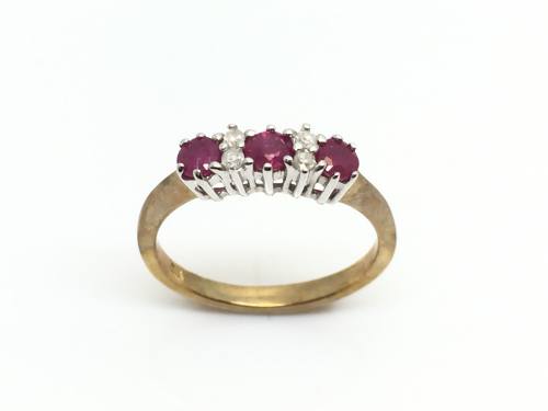9ct Yellow Gold Ruby and Diamond Ring