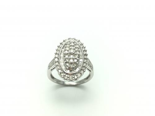 9ct White Gold Diamond Cluster Ring 0.75ct