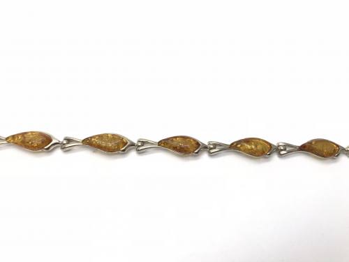 Silver Amber Fancy Bracelet 7 1/2 inch