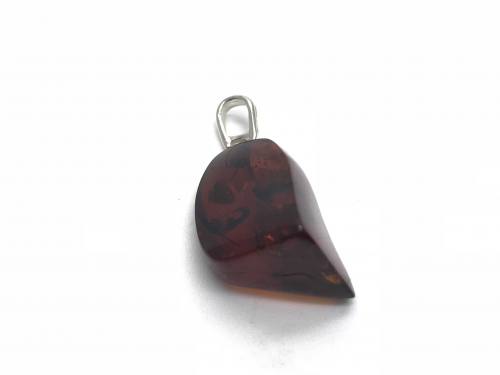 Silver Irregular Dark Amber Pendant