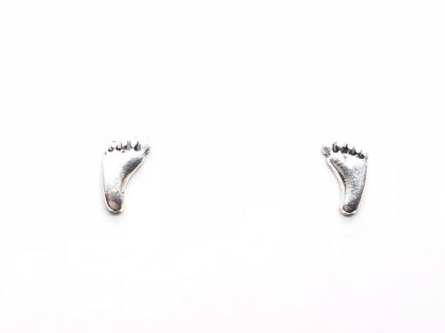 Silver Footprint Stud Earrings