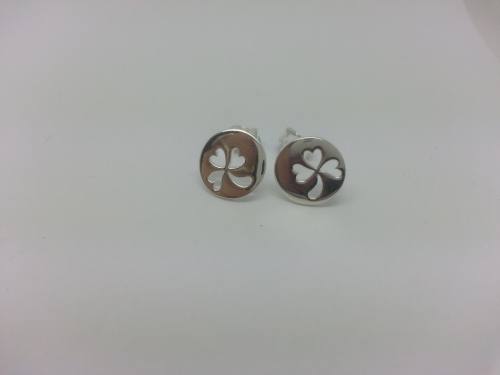 Silver Cut Out Clover Stud Earrings