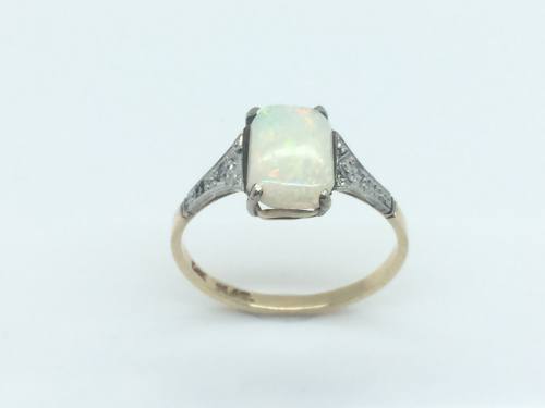 An Old Opal and Diamond Ring