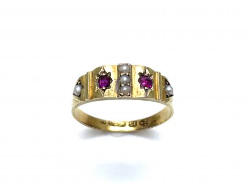 15ct Ruby & Pearl Ring Chester 1880