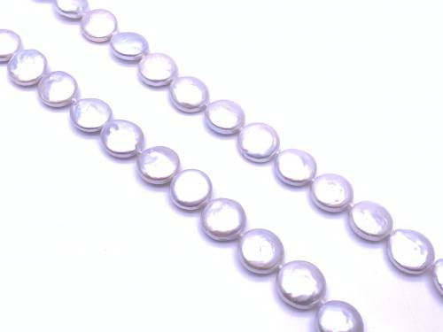 14ct Freshwater Button Pearl Necklet 17 inches